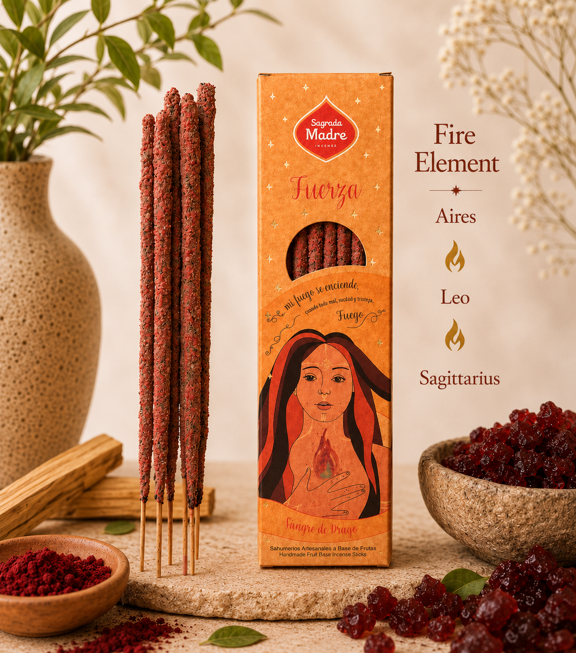 Elements Incense Collection – Earth, Air, Fire & Water Elemental Incense Sticks Set for Ritual