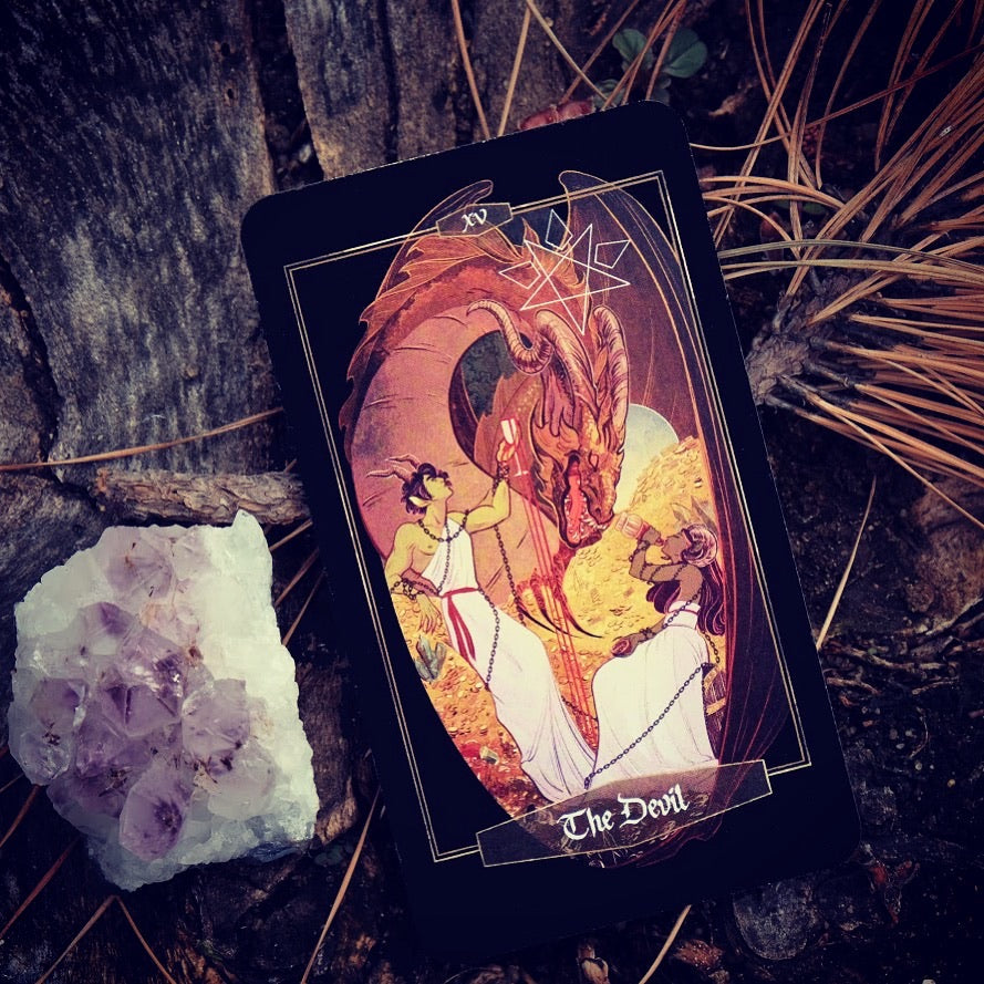 Children of Litha Tarot Deck & Book Set Black Edition – 78-Card Animal Kingdom Botanical Tarot