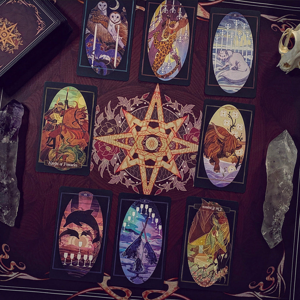 Children of Litha Tarot Deck & Book Set Black Edition – 78-Card Animal Kingdom Botanical Tarot
