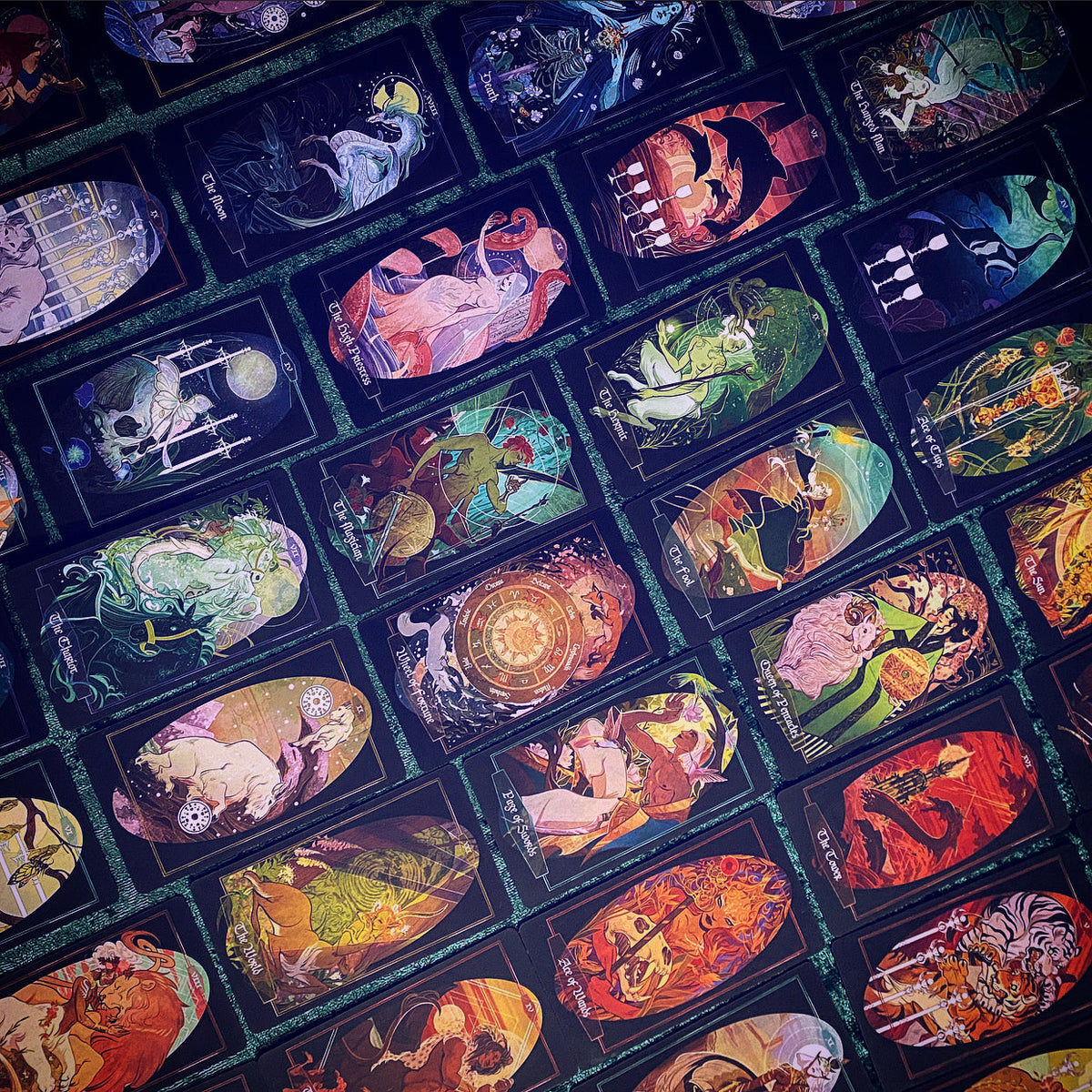 Children of Litha Tarot Deck & Book Set Black Edition – 78-Card Animal Kingdom Botanical Tarot