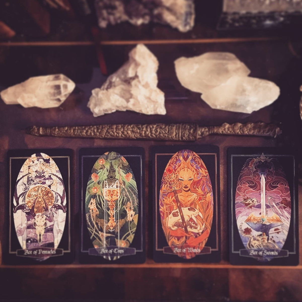 Children of Litha Tarot Deck & Book Set Black Edition – 78-Card Animal Kingdom Botanical Tarot