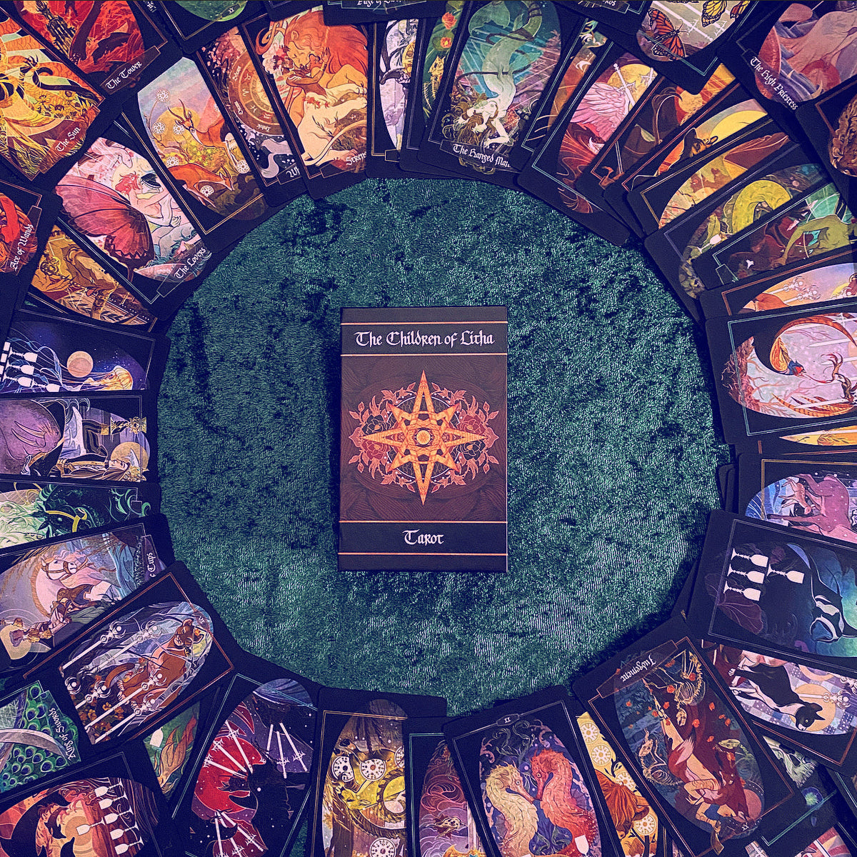 Children of Litha Tarot Deck & Book Set Black Edition – 78-Card Animal Kingdom Botanical Tarot