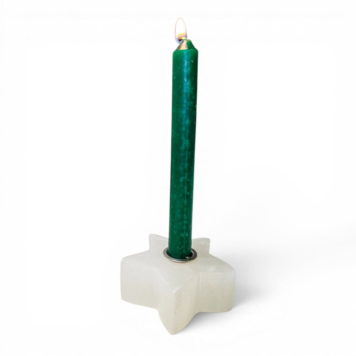 Selenite Satin Spar Mini Star Candle Holder – Sacred Space Chime Spell Altar Base